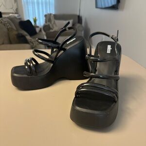 Melissa Jessie Platform jelly wedges black size 10 USA 40/41 EUR new condition